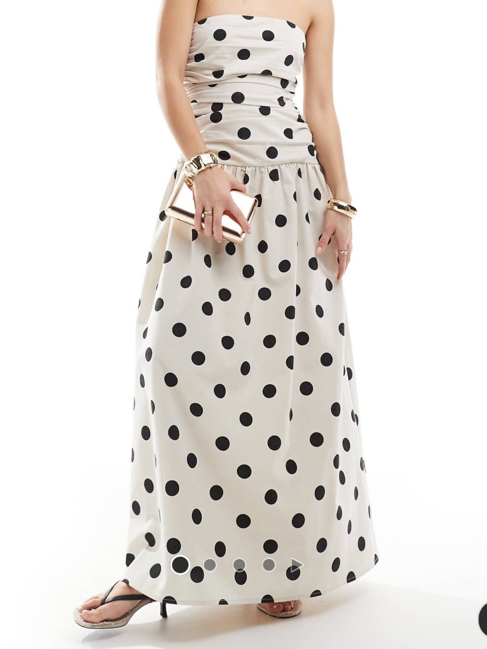 4th & Reckless black and white polka dot drop waist maxi dress - US M
